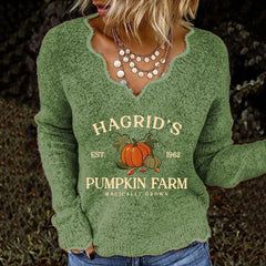 Women's Pumpkin Print Casual Sweater