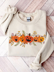 Women's Halloween Pumpkin Embroidery Pattern Sweatshirt
