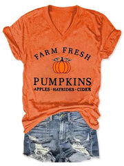 Halloween Pumpkin Casual Print Short Sleeve T-Shirt