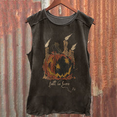 Men's Halloween Pumpkin Print Casual Crew Neck Tank Top