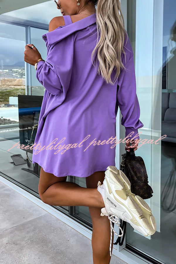 Count on Cozy Pocketed Oversized Shirt and Shorts Three Pieces Set