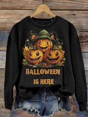 Halloween Pumpkin Smiling Face Pullover Long Sleeve Sweatshirt