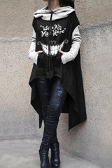Halloween Monster Mad Here Print Irregular Hoodie