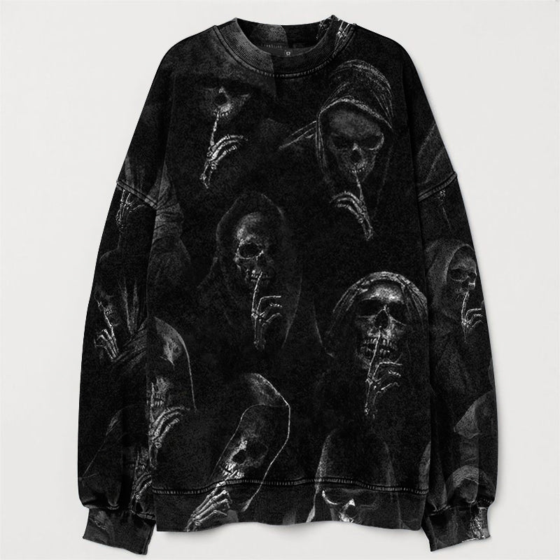 Halloween Skull Art Crew Neck Sweatshirt