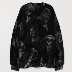 Halloween Skull Art Crew Neck Sweatshirt
