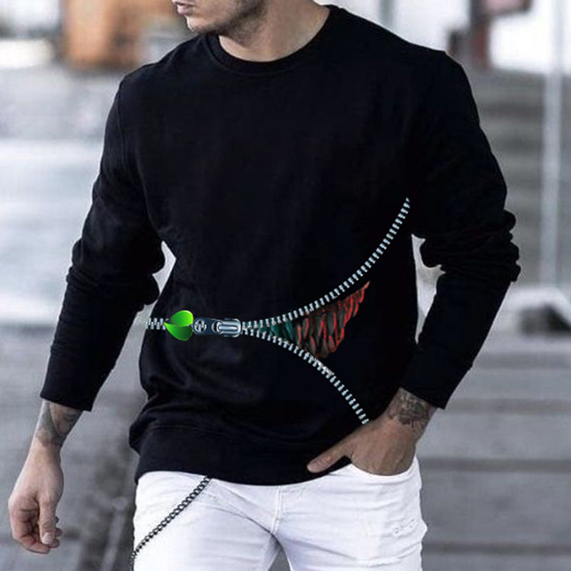 Round Neck Fun Zipper Big Teeth Sweatshirt