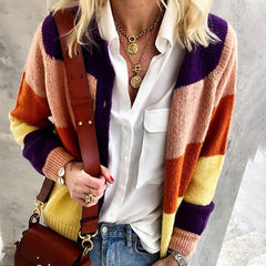 Casual Striped Knitted Cardigan