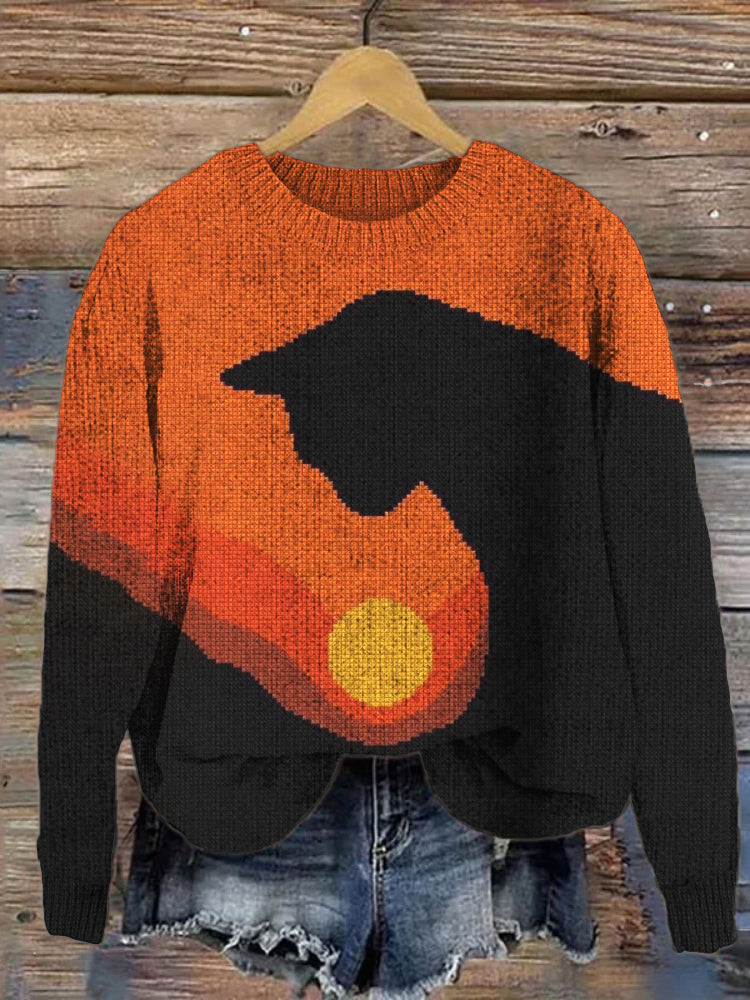 Sunset Cat Women's Cozy Sweater