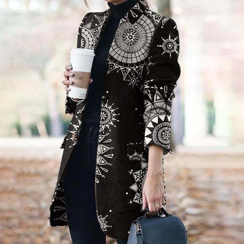 Fashion Printed Stand-collar Coat