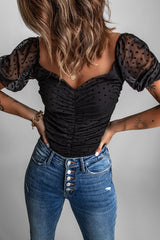 Women's Black Puff Sleeve Top