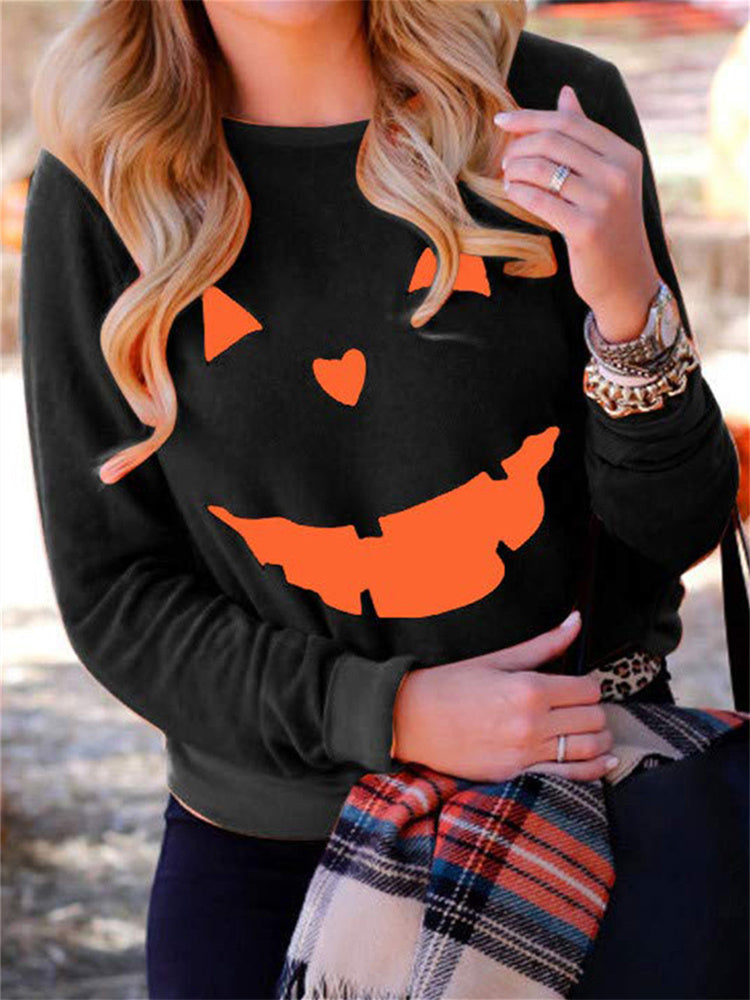 Halloween Print Crew Neck Sweatshirt