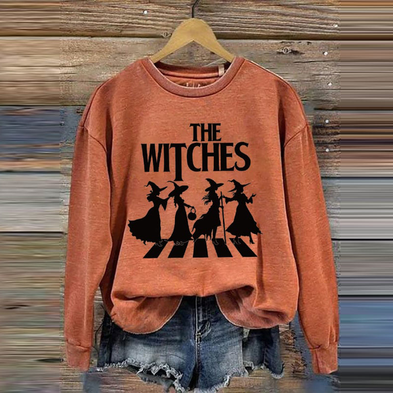 Women's Halloween The Witches Print Crew Neck Sweatshirt