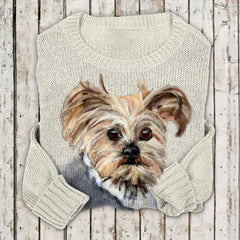 Women's Cute Scribbled Puppy Wool Felt Art Art Cozy Sweater
