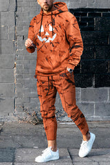 Halloween Pumpkin Emoji Tracksuit Two Piece Set
