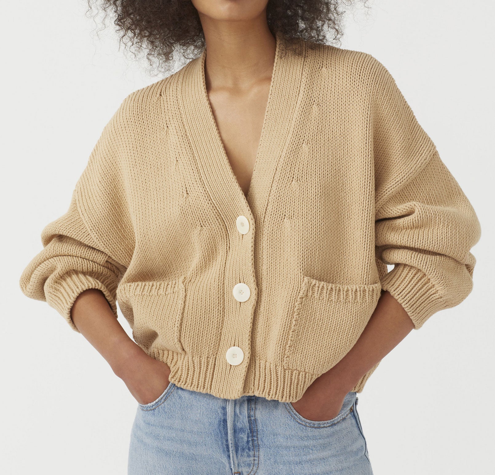 Single-Breasted V-Neck Pocket Knit Cardigan