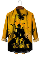 Men's Witch Pattern Casual Long Sleeve Shirt