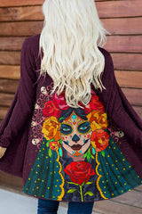 Casual Rose Queen Of The Dead Print Cardigan