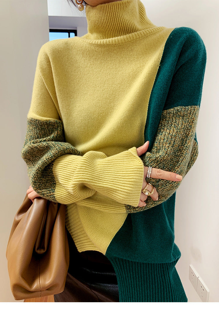 High Neck Contrast Sweater