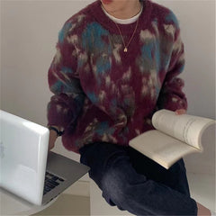 Oil painting tie-dye warm sweater