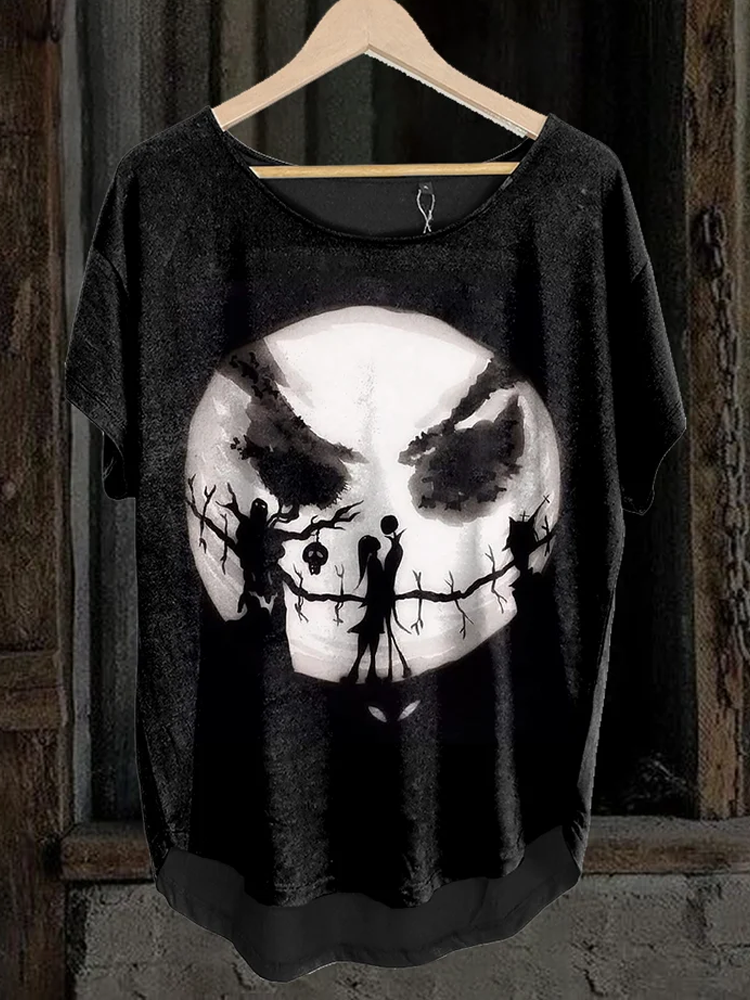 Women's Halloween Witch Printed Irregular Hem T-shirt