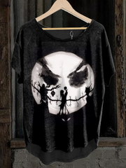 Women's Halloween Witch Printed Irregular Hem T-shirt
