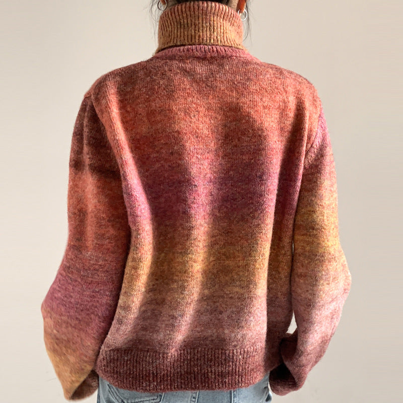Autumn and winter turtleneck loose-fitting gradient sweater