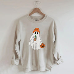 Cute Ghost Drinking Coffee Sweatshirt