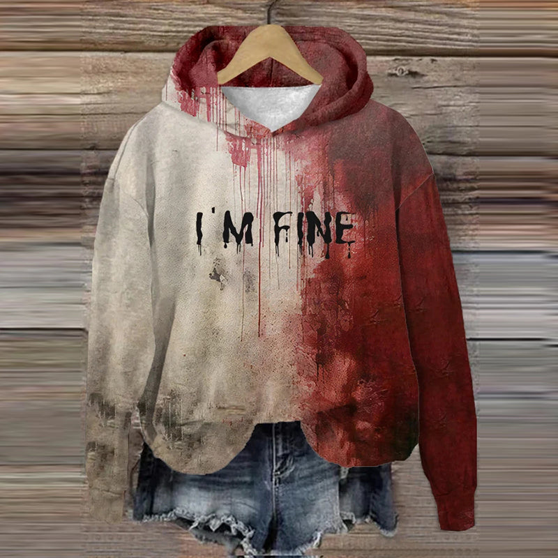 Men's Bloody I'm Fine Halloween Printed Hooded