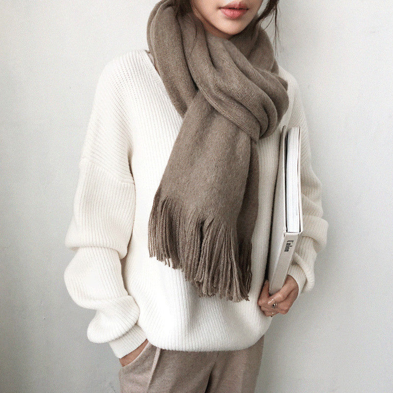 V-Neck Simple Irregular Pullover Sweater