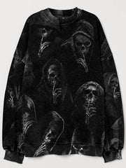 Halloween Skull Art Crew Neck Sweatshirt