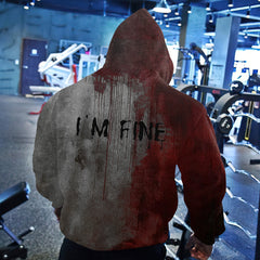 Bloody I AM FINE Printed Vintage Casual Hoodie Sweatshirt