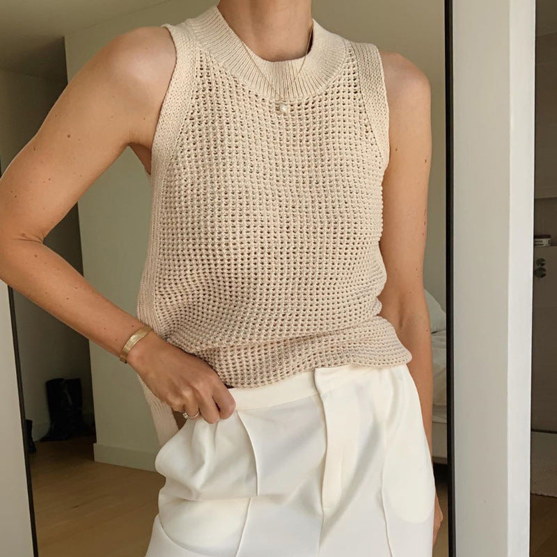 Chic Sleeveless Hollow Out Sweater Vest
