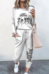 Dancing Skull Print T-Shirt Two Piece Set