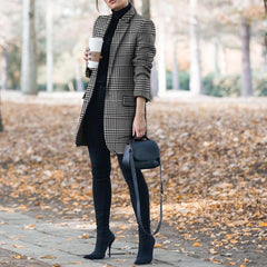 Casua lPlaid Mid-length Coat