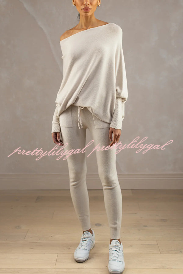 Solid Color Round Neck Long Sleeve Loose Knitted Sweater