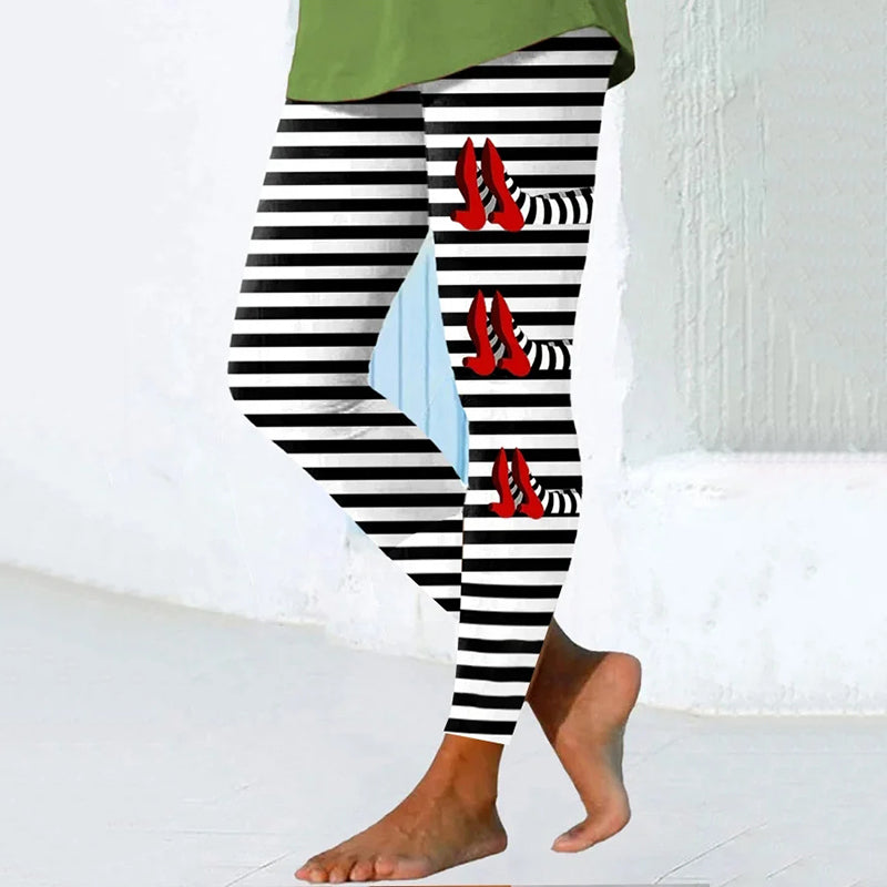 Halloween Striped Print Women's Leggings