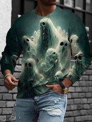 Men's Halloween Spooky Ghosts Art Crew Neck Sweatshirt