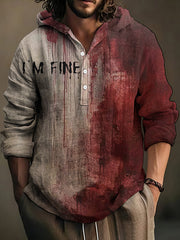 Men's Bloody I'm Fine Halloween Print Hoodie Shirt