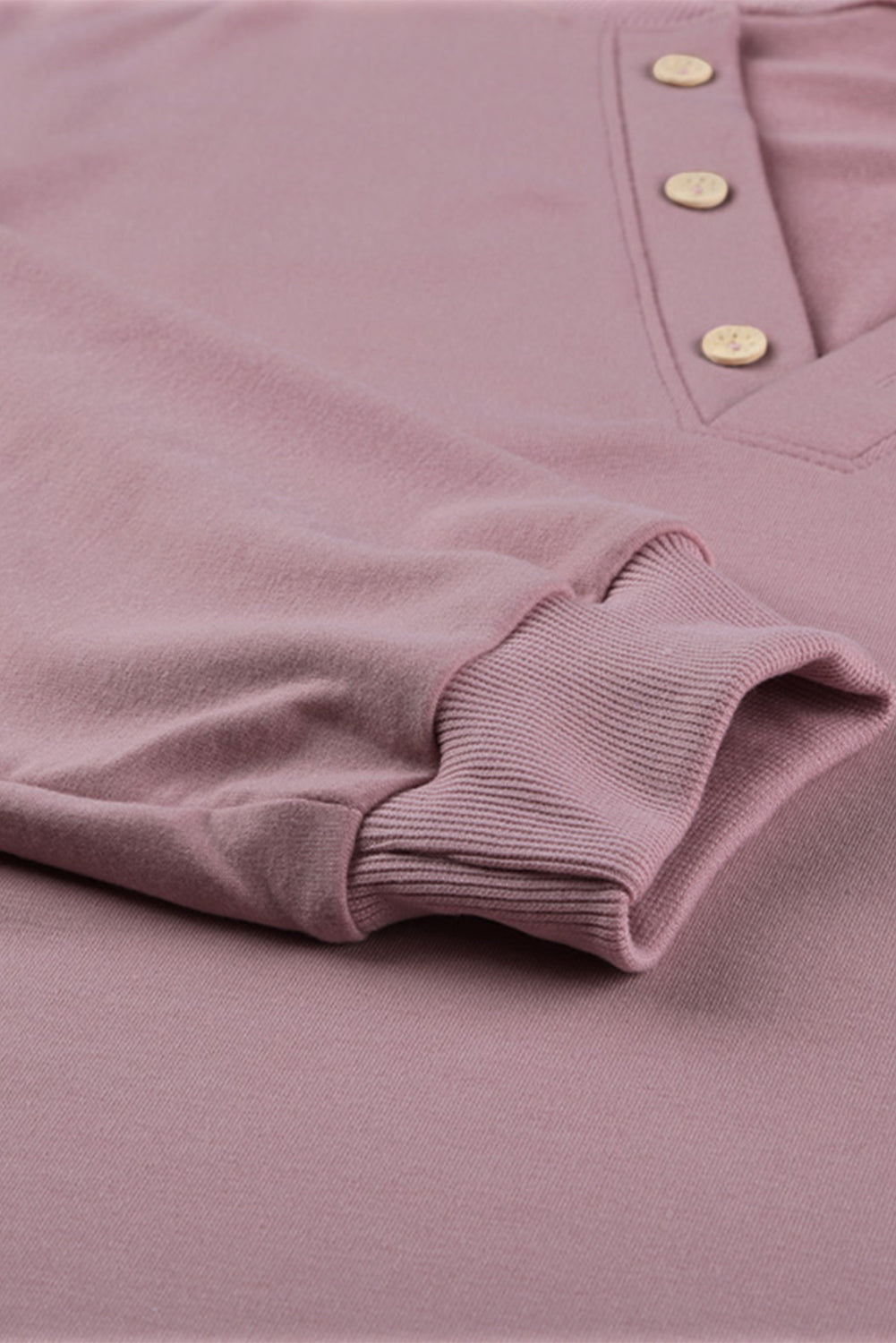 Women's Women Pink Buttoned V Neck Cotton Loose Fit Top