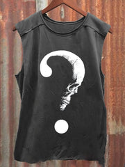 Punk Skull Art Pattern Casual Tank Top