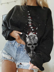 Halloween Skull Print Casual Sweatshirt
