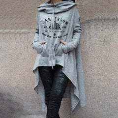 Casual Haunted House Print Irregular Hoodie