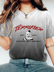 Vintage Halloween Horror Movie 2024 Terrifier Inspired Gradient T Shirt