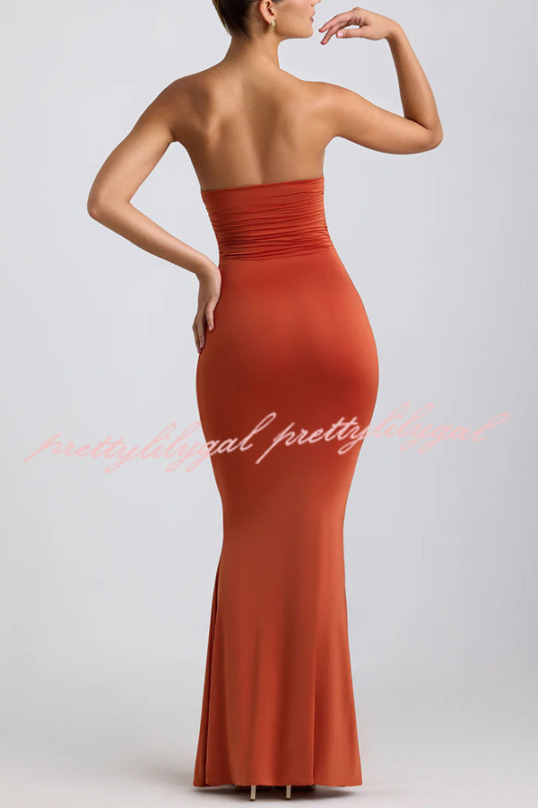 Rosa Jersey Hardware Detail Strapless Stretch Maxi Dress