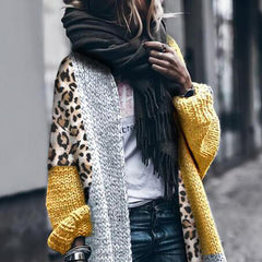 Casual Loose Long Long Sleeve Colorblock Cardigan Jacket