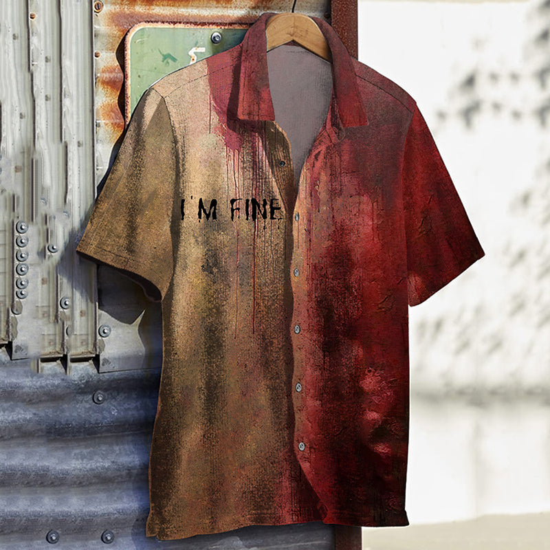 Men's Bloody I'm Fine Halloween Print Shirt