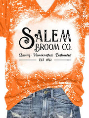 Salem Broom Co Quality Handcrafted Enchanted Est 1692 Printed Tie Dye T Shirt