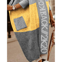 Fashion Colorblock Letter Hooded Cardigan