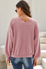 Women's Pink V Neck Our Country Roads Thermal Top