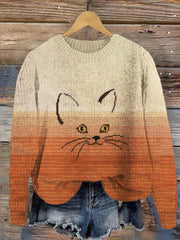 Cat Emoji Gradient Women's Cozy Sweater
